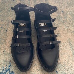TUK vegan leather zip and buckle booties